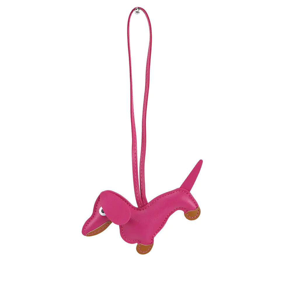 Cute 3D Dachshund Leather Bag Charm Accessory