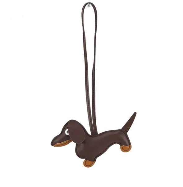 Cute 3D Dachshund Leather Bag Charm Accessory